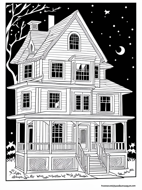 Coloring pages for kids haunted ho