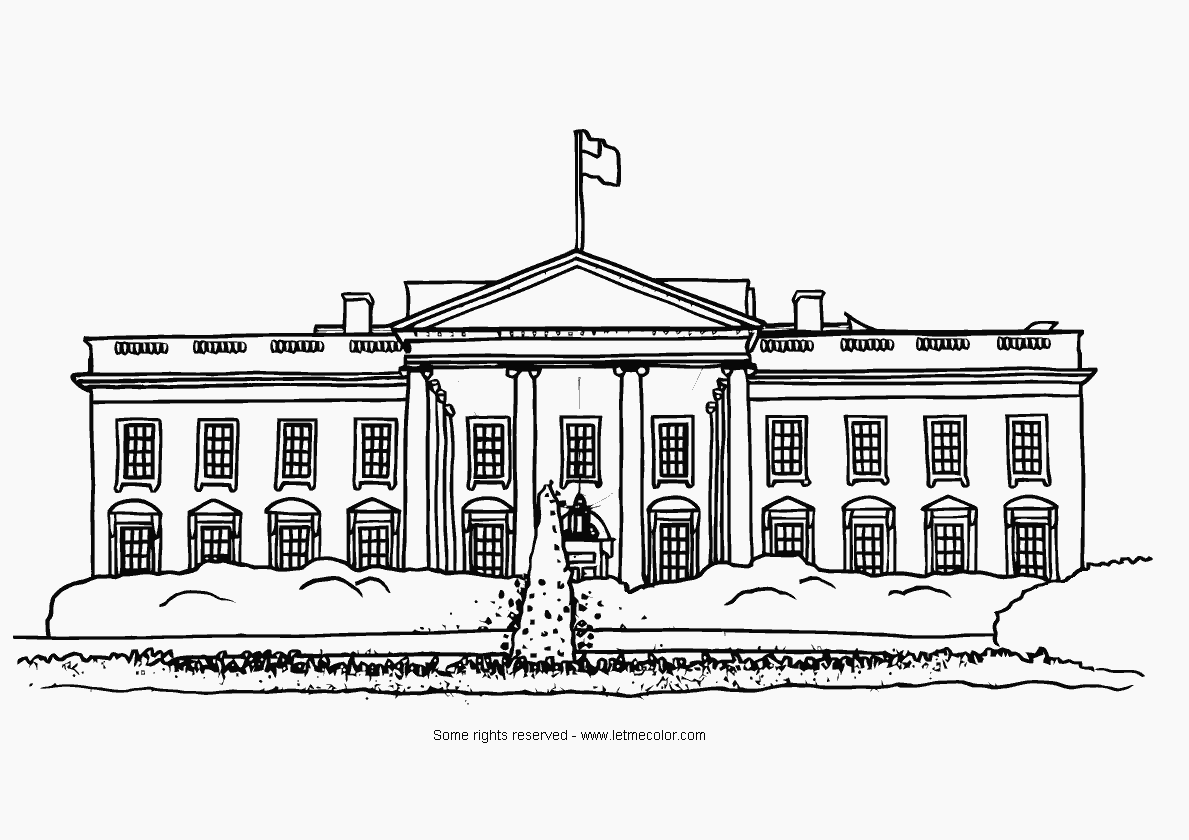 White house washington coloring page