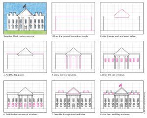 Easy draw the white house tutorial video and white house coloring page white house drawing house drawing for kids drawing for kids