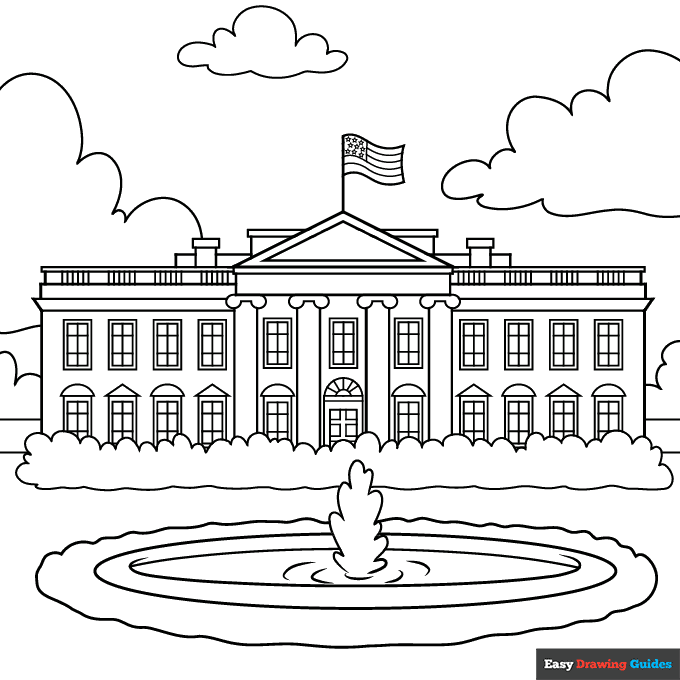 White house coloring page easy drawing guides