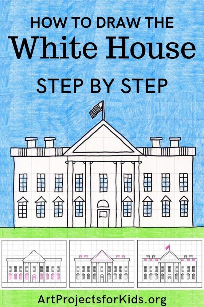 Easy draw the white house tutorial video and white house coloring page white house drawing kids art projects white house