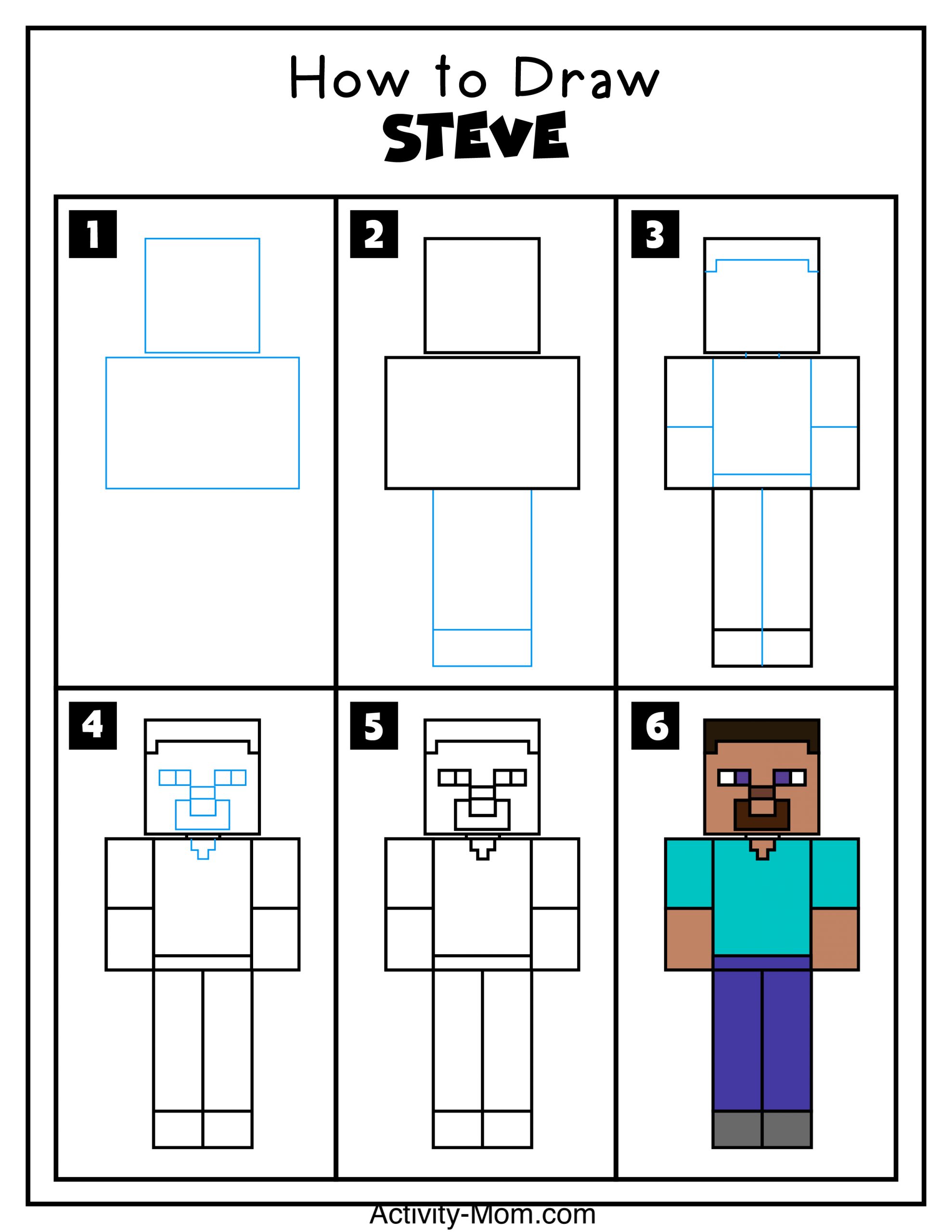 How to draw minecraft for kids free printable