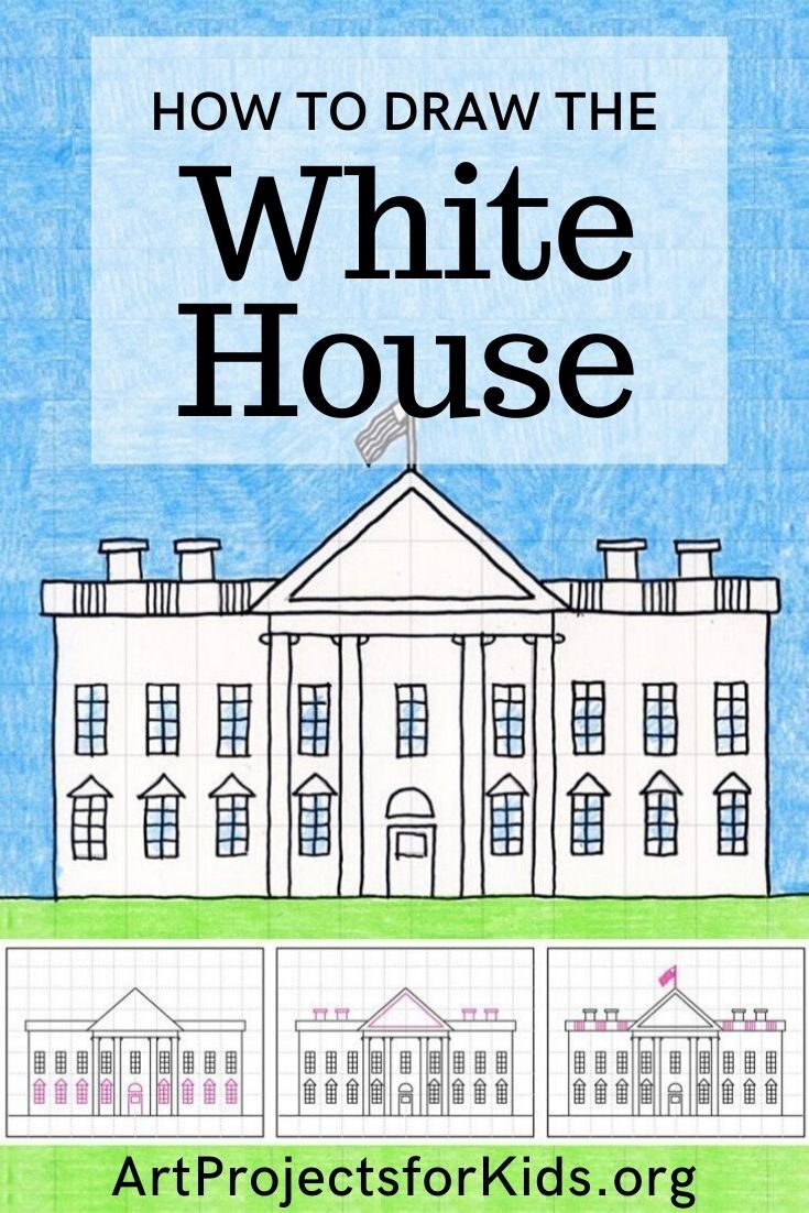 Easy draw the white house tutorial video and white house coloring page white house drawing art lesson plans kids art projects