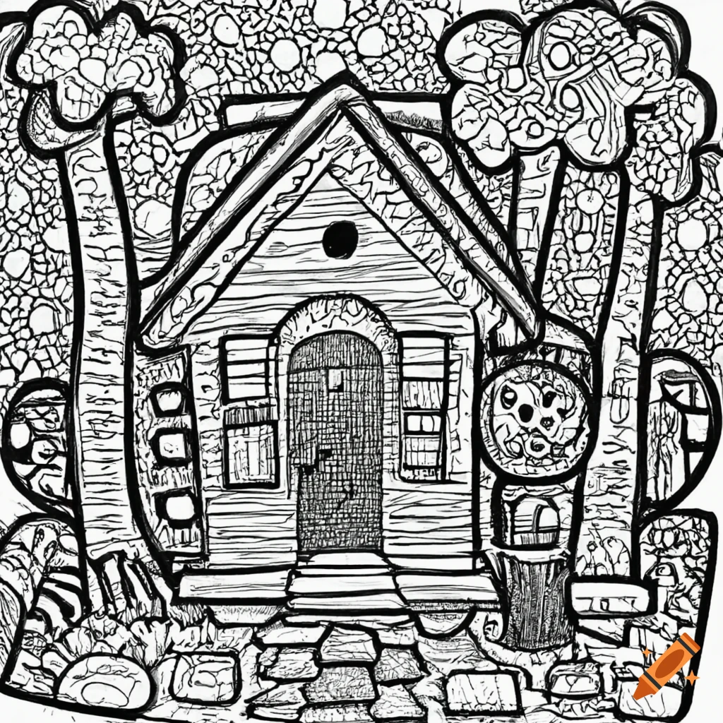 Cute and friendly black and white houses to color in on