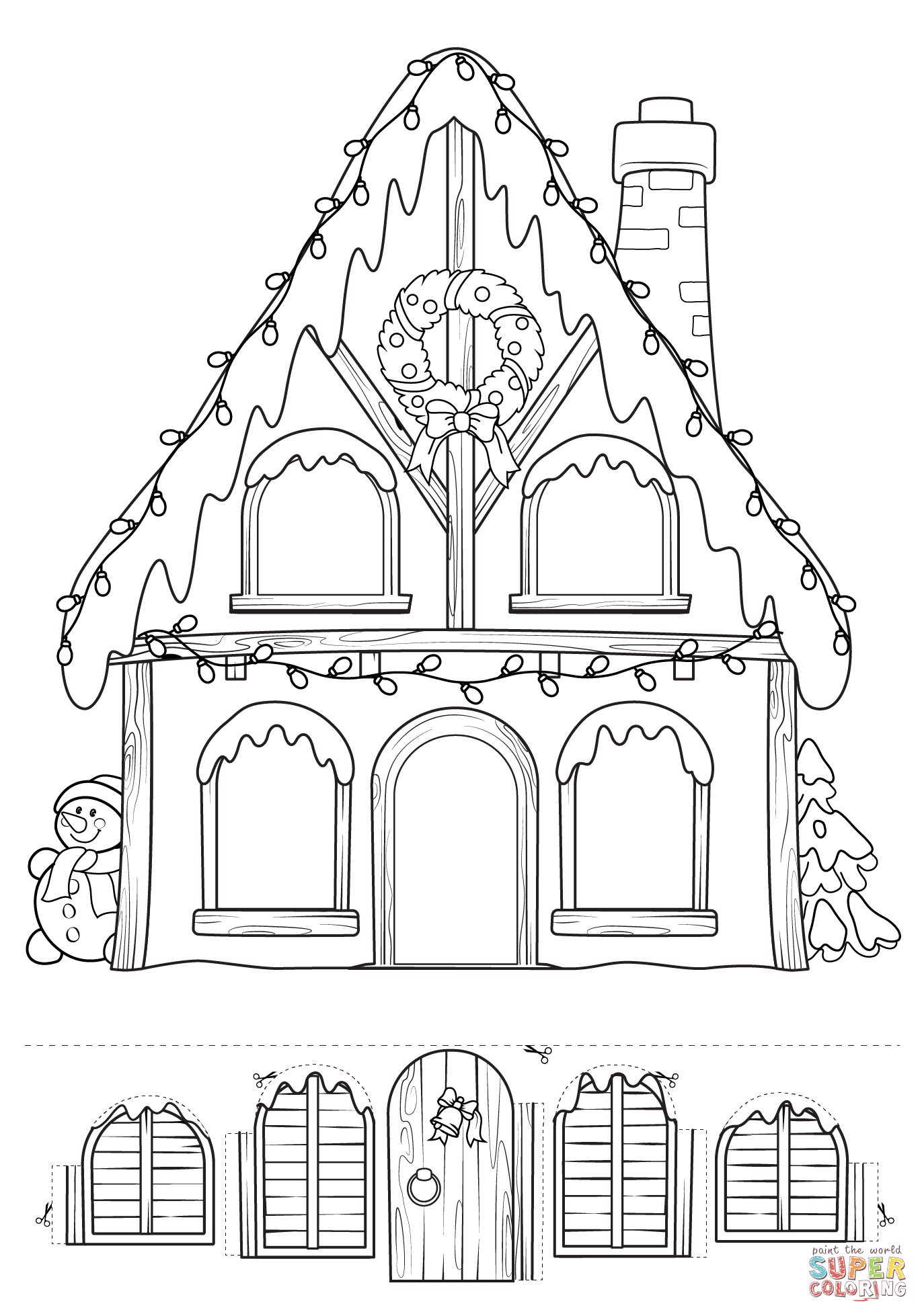 Create santa house with surprise coloring page free printable coloring pages