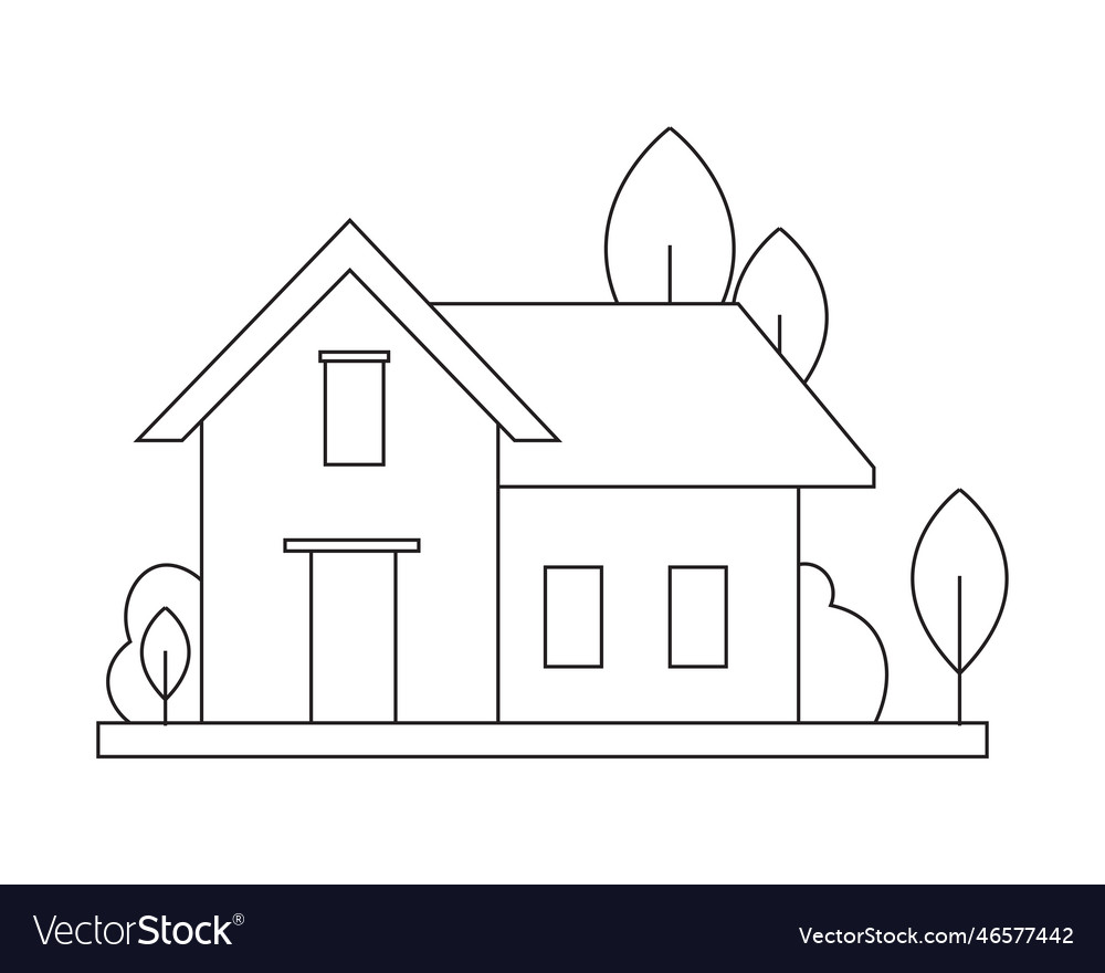 Easy simple house coloring page modern art vector image