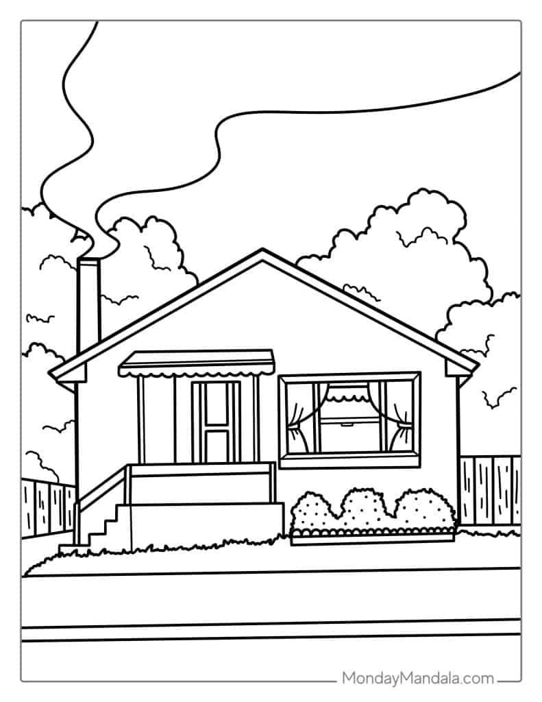 House coloring pages free pdf printables