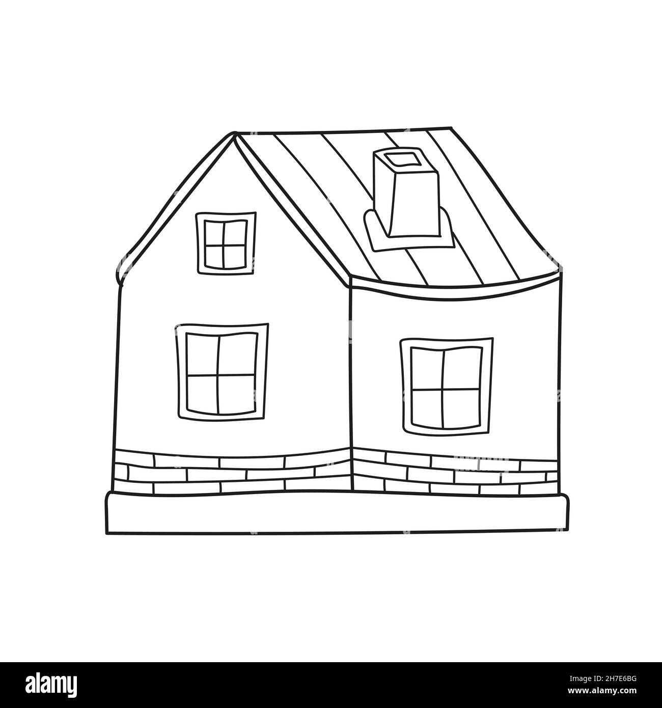 Simple coloring page black and white illustration of a house vector on white stock vector image art