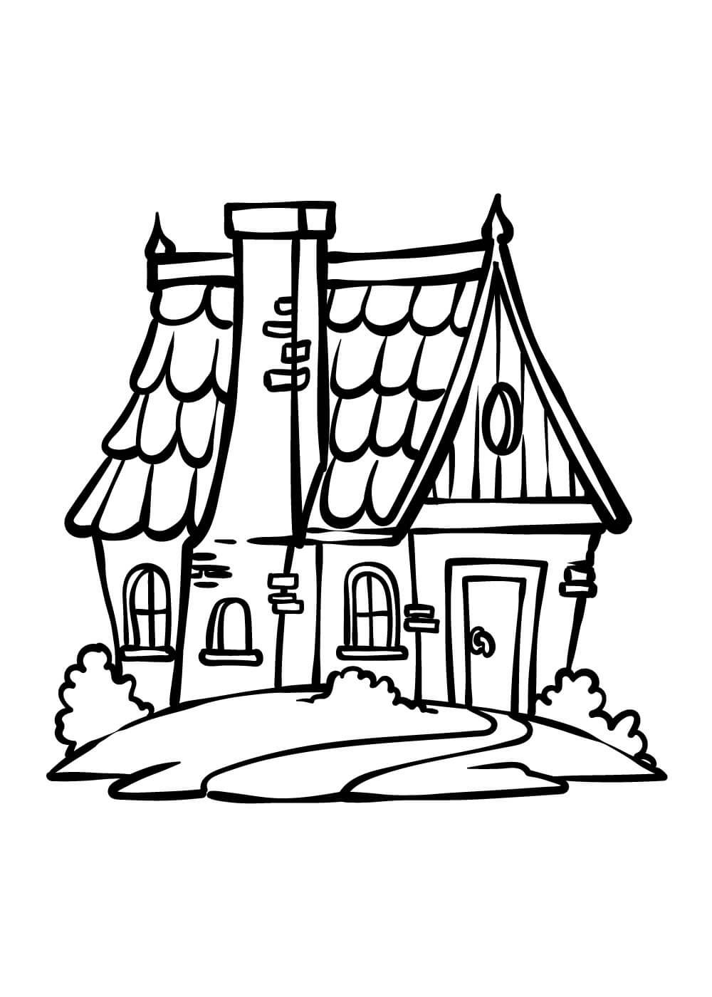 Simple drawing house coloring page