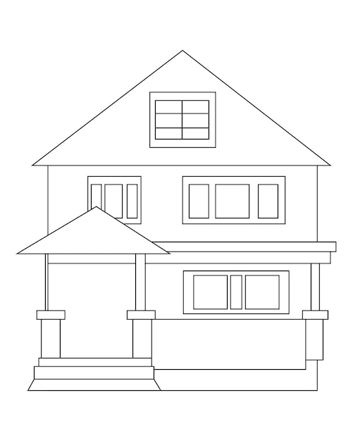 Premium vector simple house coloring pagehouse coloring pageline art coloring page