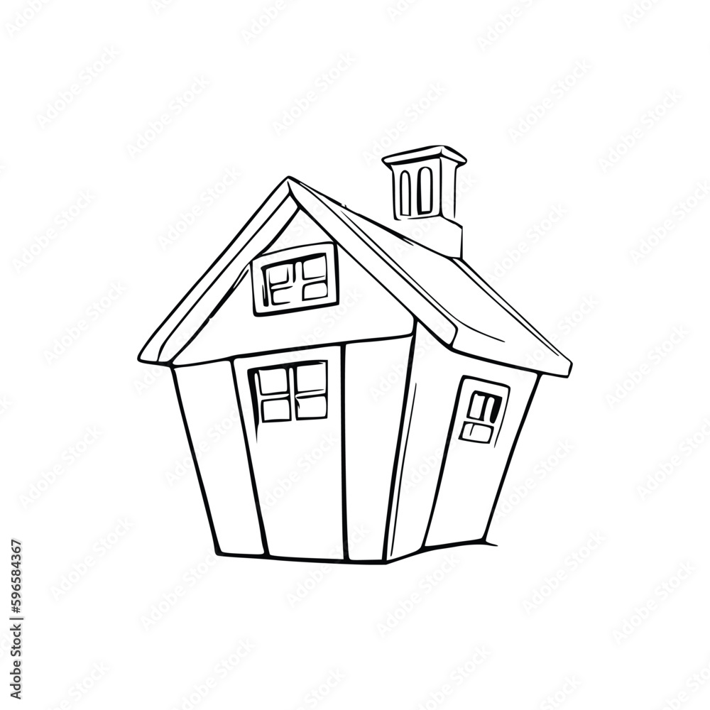 Nice simple house coloring book line art house outline house house coloring page line art home black and white coloring pages vector