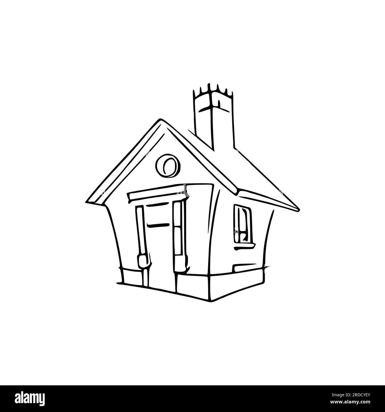 Nice simple house coloring book line art house outline house house coloring page line art home black and white coloring pages stock vector image art