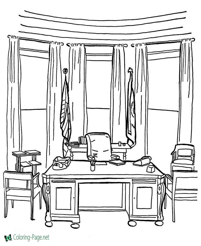 White house coloring pages the oval office