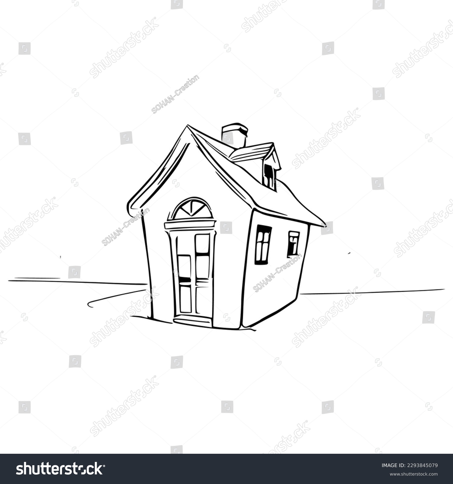 Nice simple house coloring book line stock vector royalty free