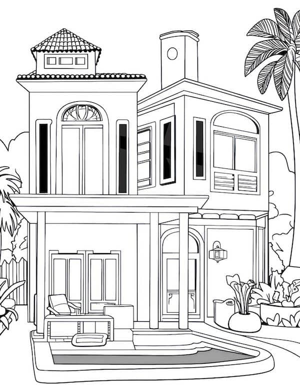 House coloring pages for adults and kids