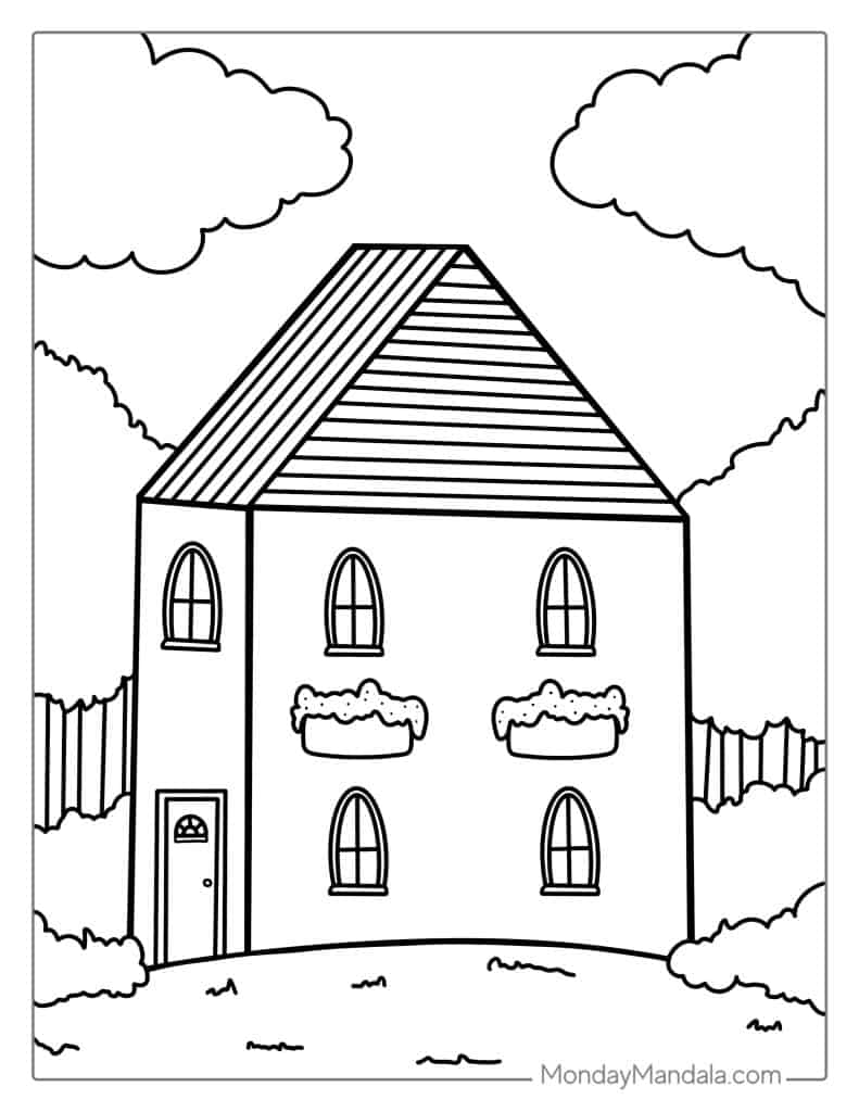 House coloring pages free pdf printables