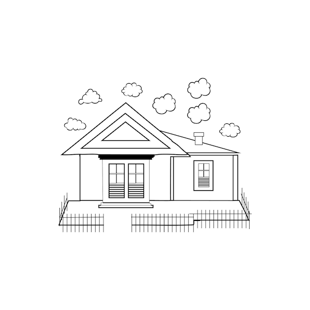 Premium vector simple house coloring page black white