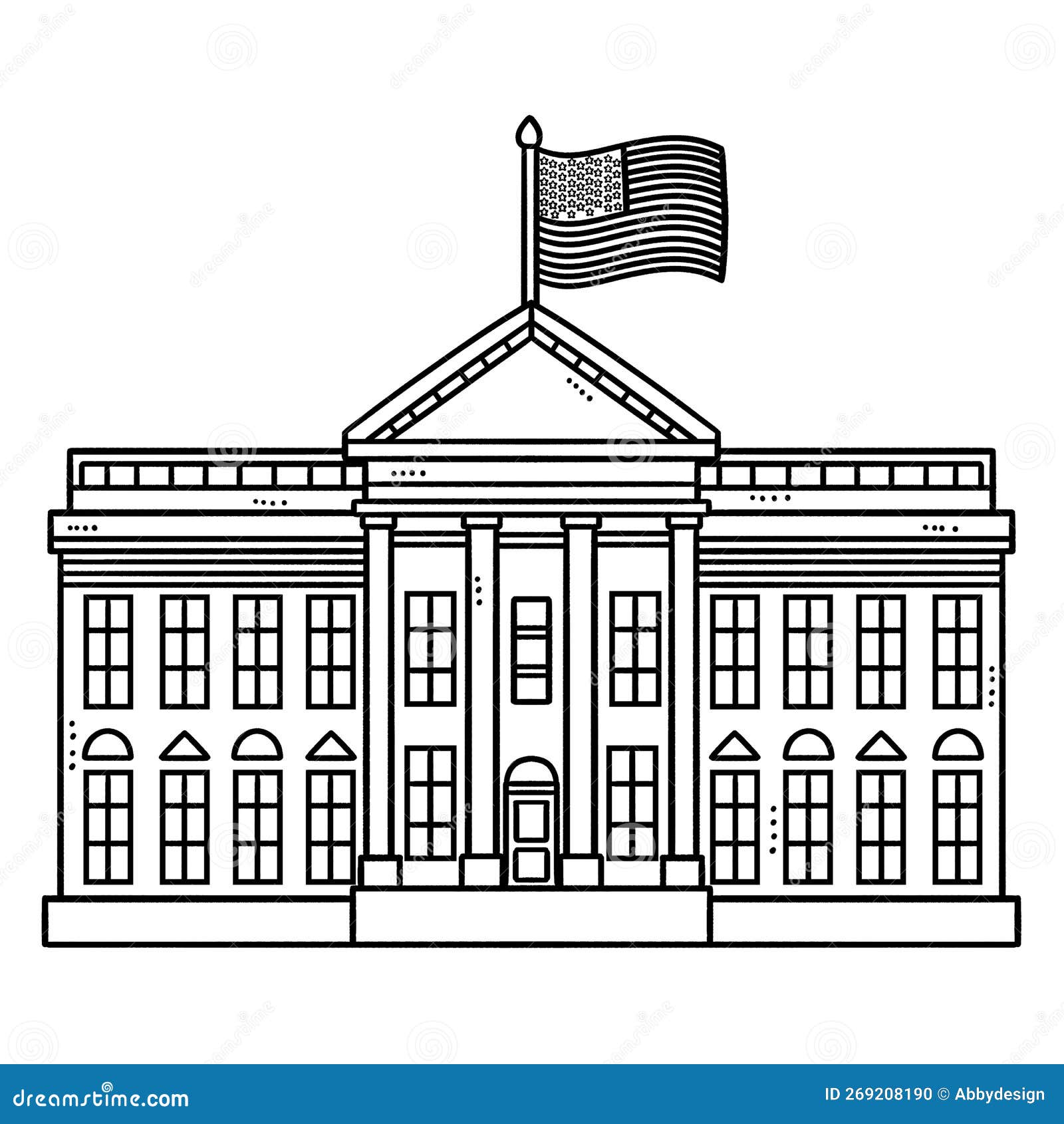 The white house isolated coloring page for kids stock vector