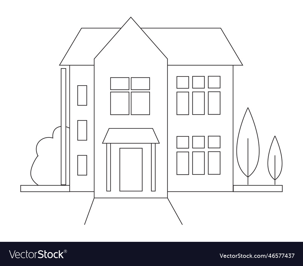 Easy simple house coloring page modern art vector image