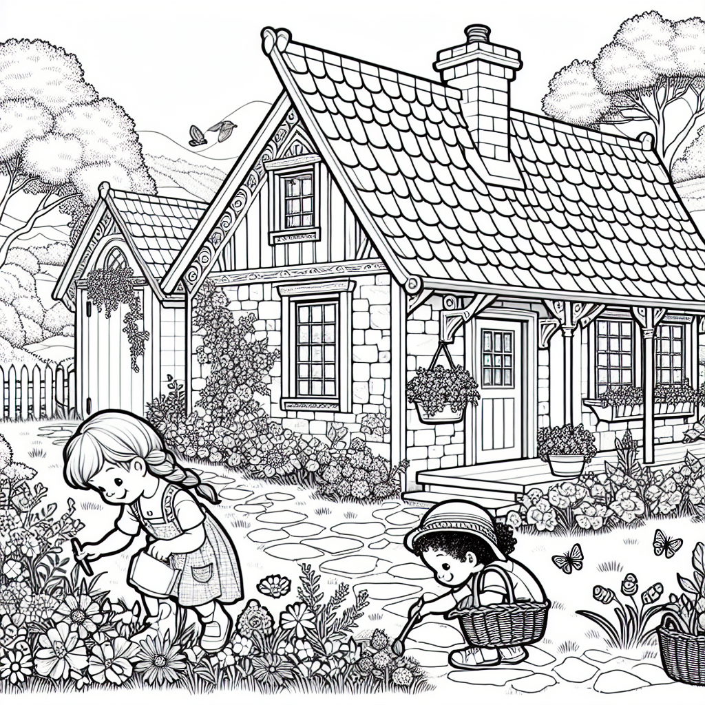 Cottage coloring pages