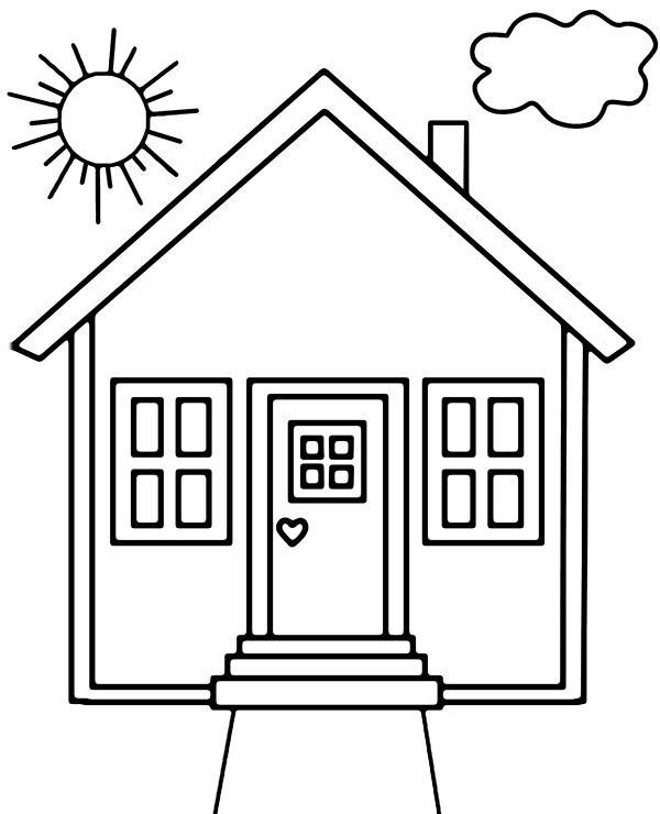 Simple house coloring page