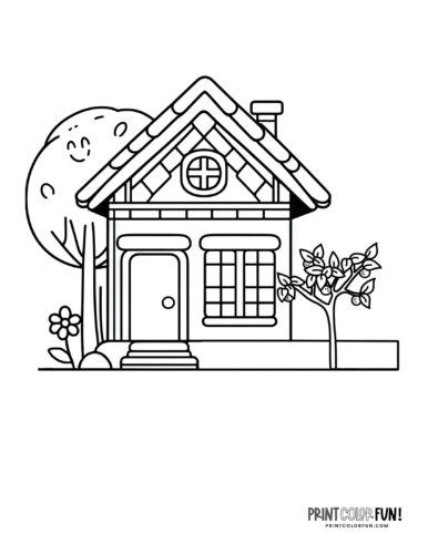 Simple house coloring pages clipart for kids at