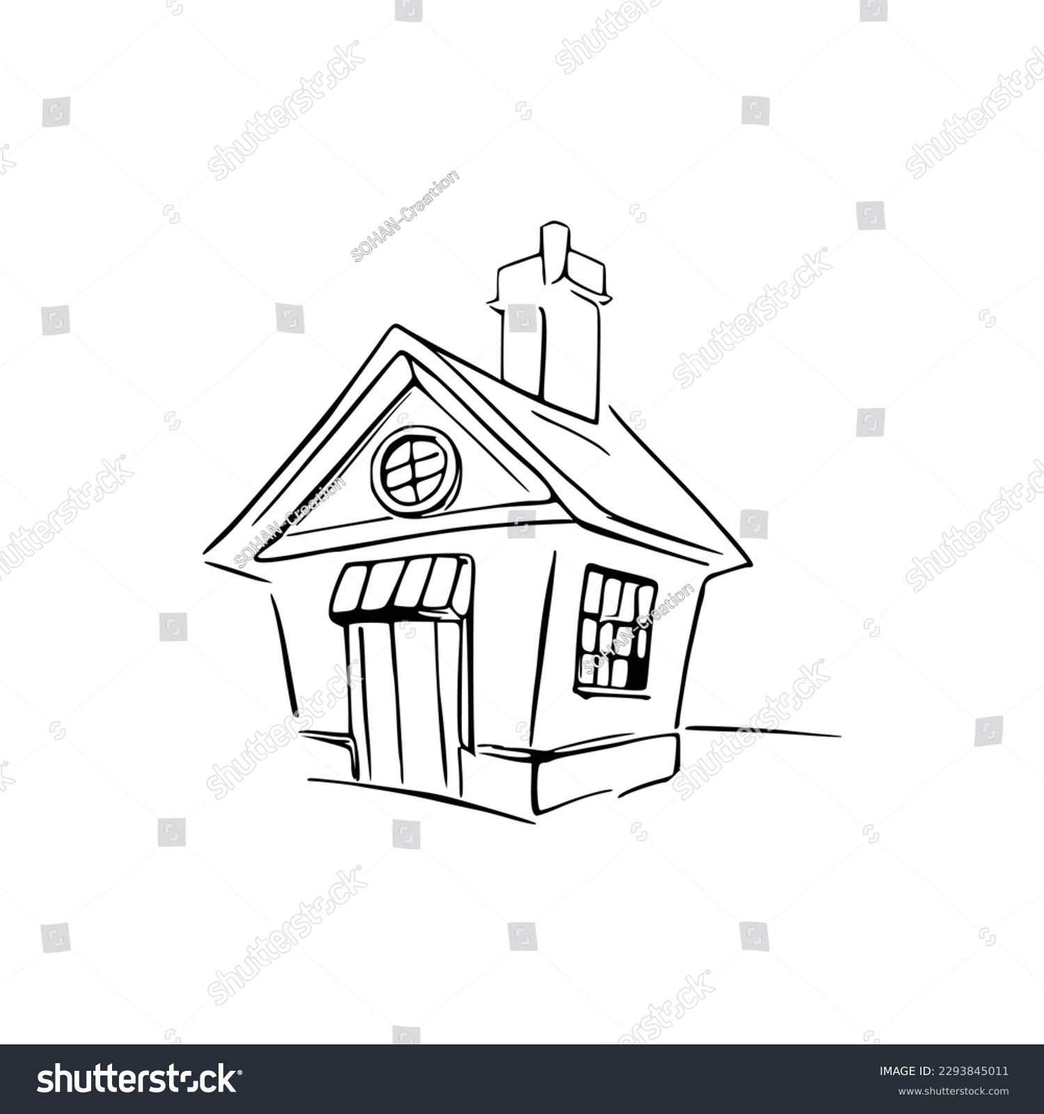 Nice simple house coloring book line stock vector royalty free