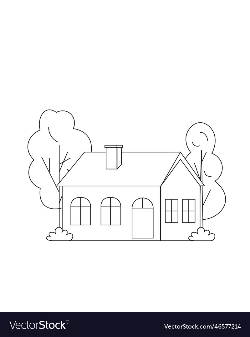 Easy simple house coloring page modern art vector image