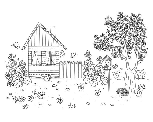 House coloring page stock illustrations royalty