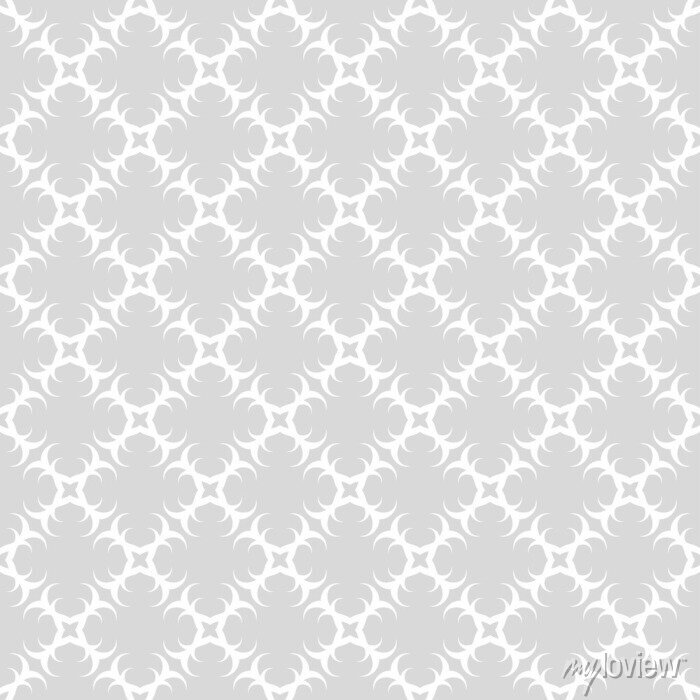 Seamless grey background with white floral pattern. Vector retro