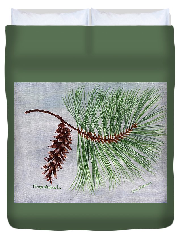 White pine cone and tassel duvet cover by judy sherman