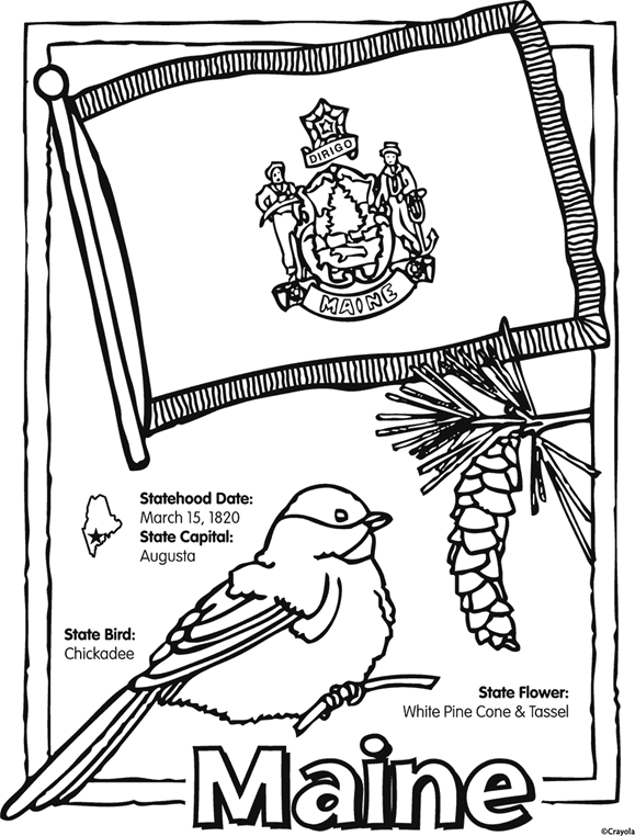 State of maine free coloring page