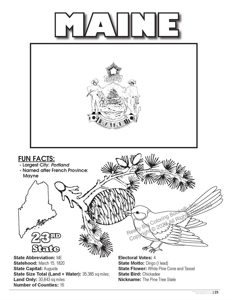 Maine state coloring book x