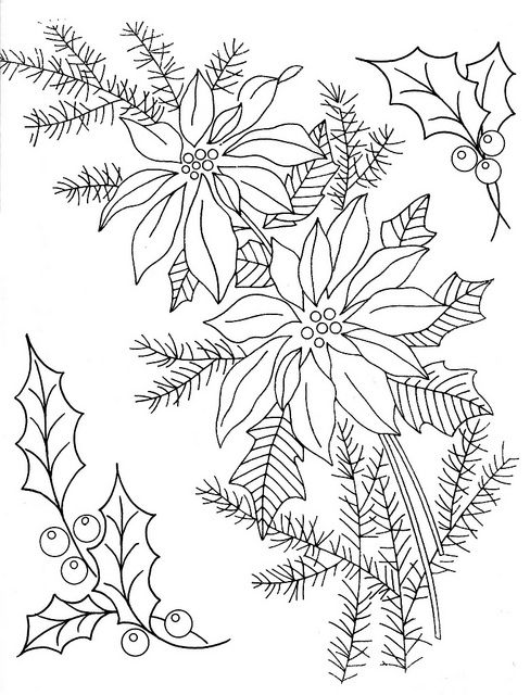 Holly poinsettia embroidery patterns christmas embroidery patterns vintage embroidery embroidery patterns