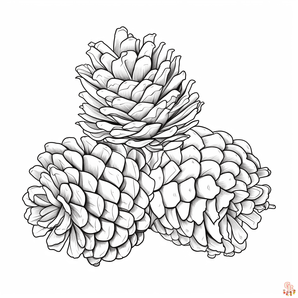 Printable pine cone coloring pages free for kids and adults
