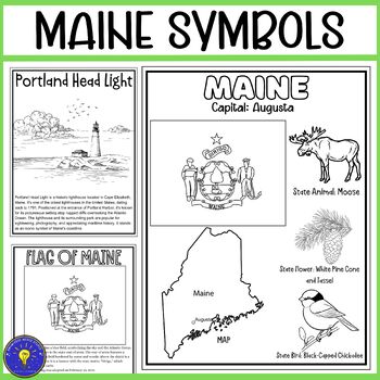 Maine symbols coloring pages flag