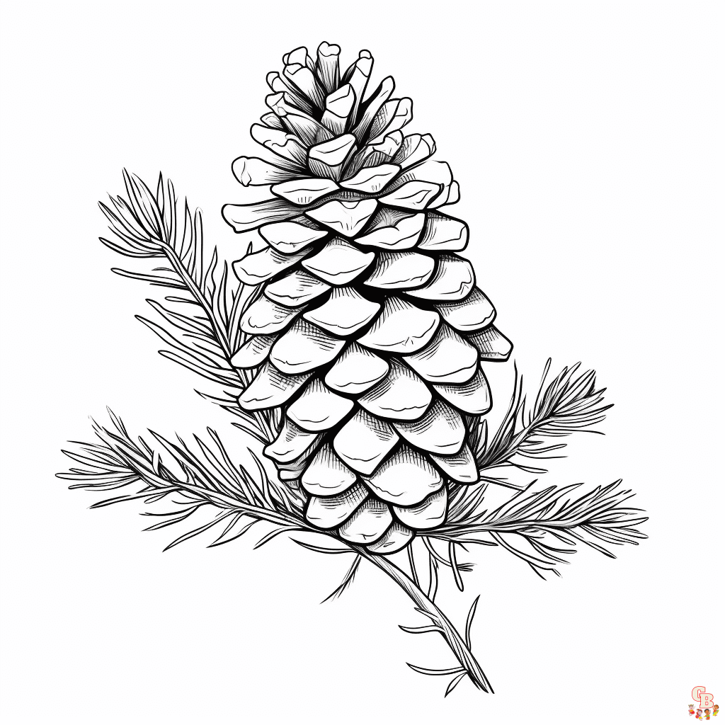 Printable pine cone coloring pages free for kids and adults