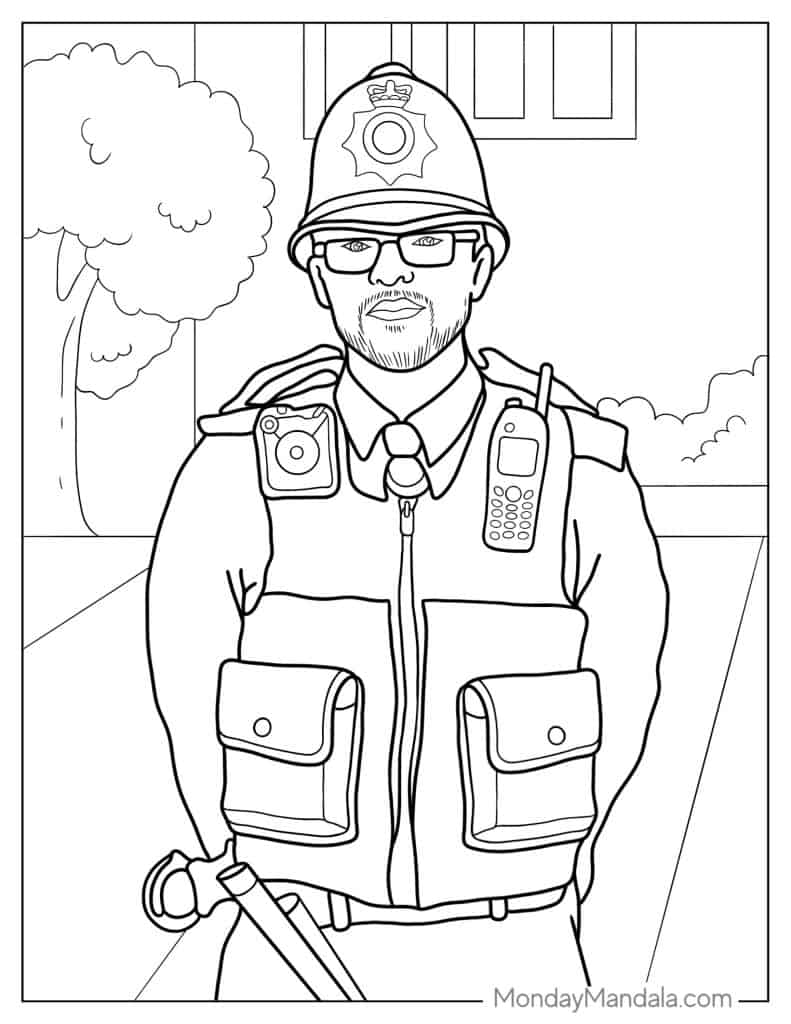 Police coloring pages free pdf printables