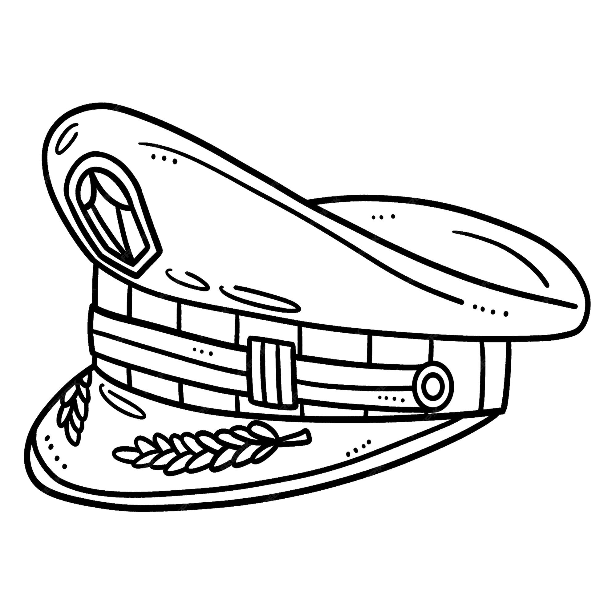 Premium vector military cap isolated coloring page for kids