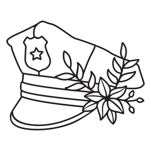 Police flower hat outline png svg design for t