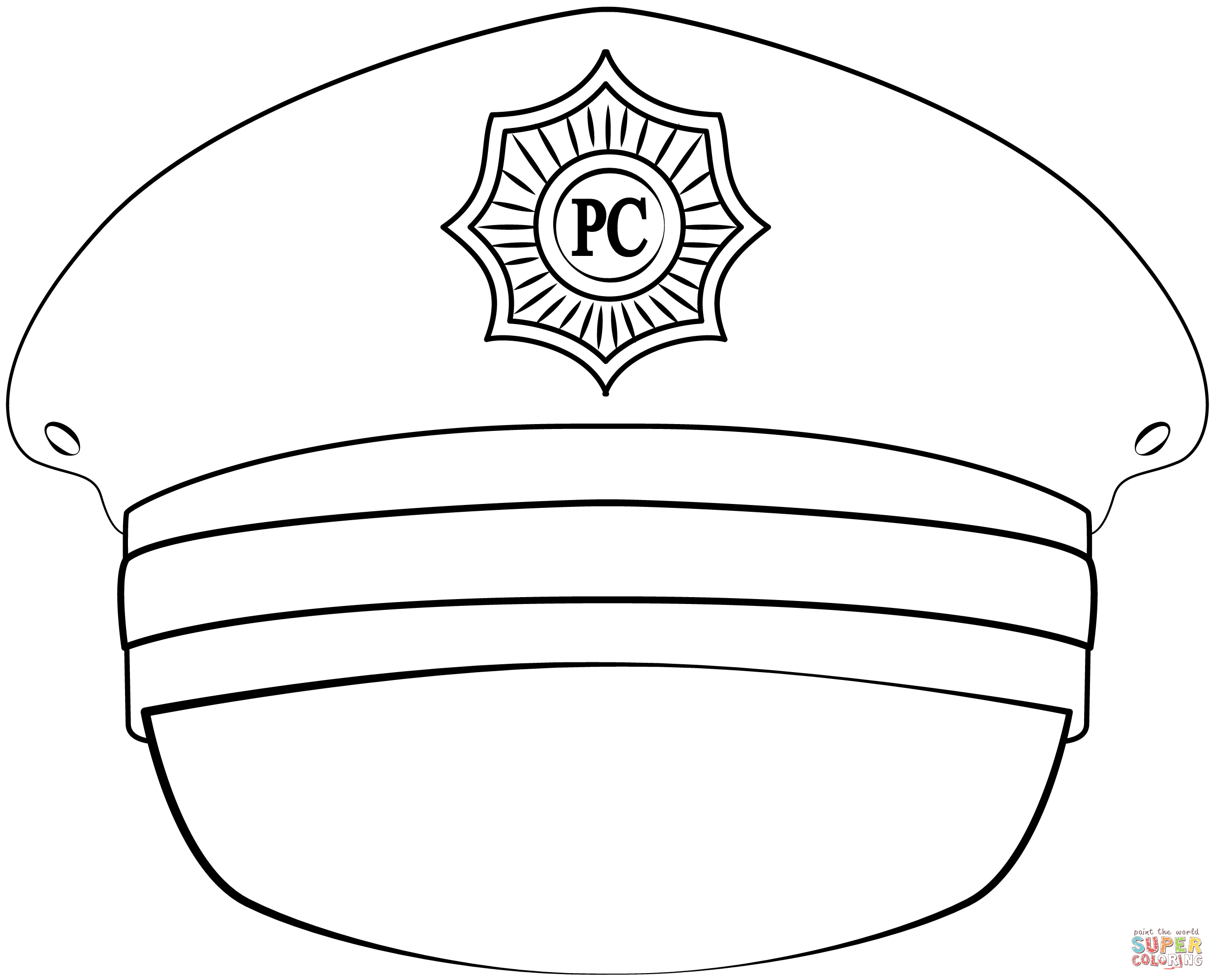 Police hat coloring page free printable coloring pages