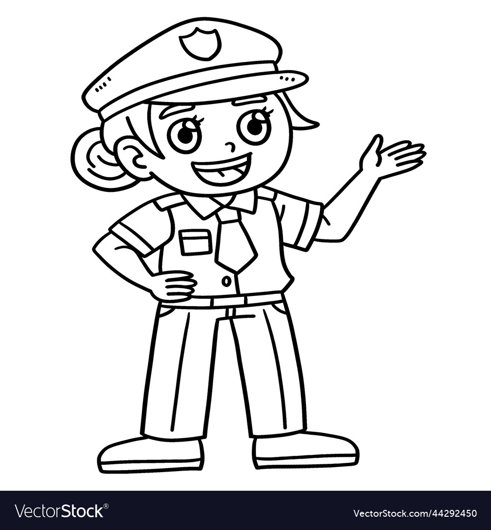 Police officer isolated coloring page for kids vector image