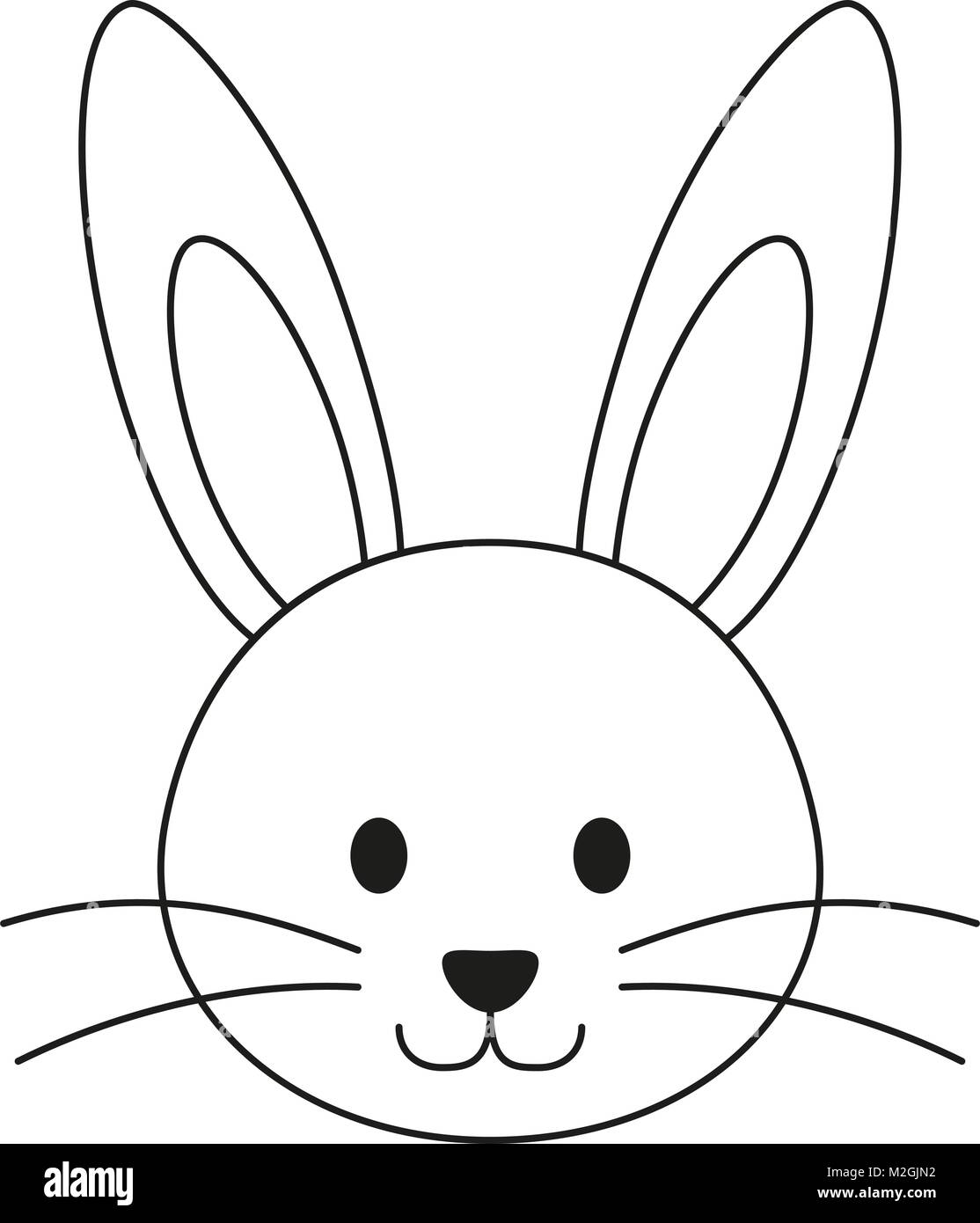 Line art black and white rabbit bunny face icon poster coloring book page for adults and kids easter themed vector illustration for gift card flyer stock vector image art