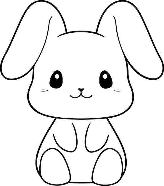 Premium vector rabbit vector illustration black and white outline bunny coloring book or page for children