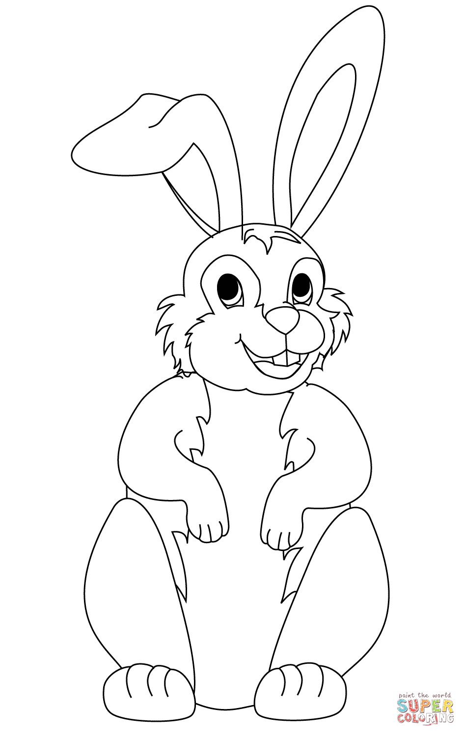 Cute cartoon rabbit coloring page free printable coloring pages