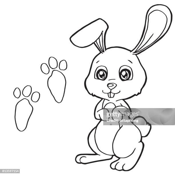 Paw print with rabbit loring pages vector high