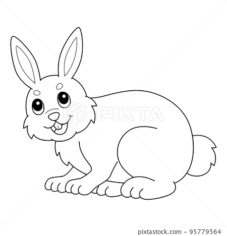 Rabbit isolated coloring page for kids