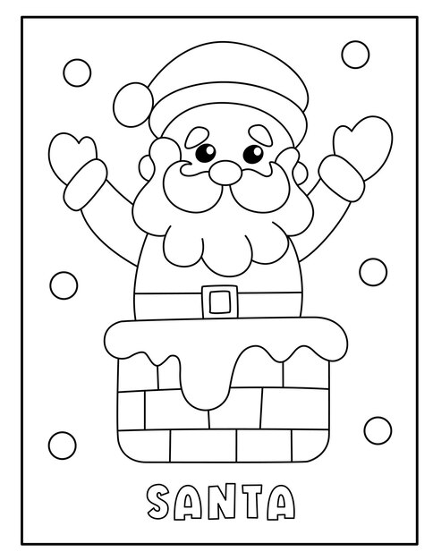 Premium vector santa coloring page for kids