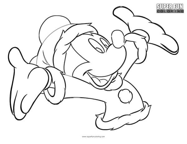 Santa mickey mouse coloring page