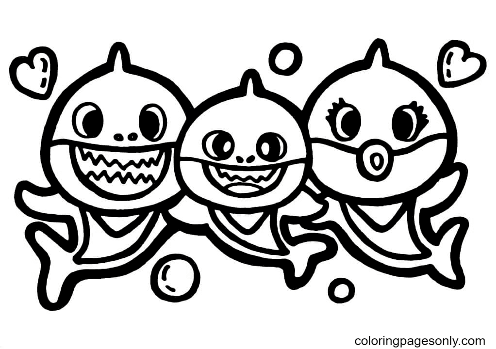 Baby shark coloring pages printable for free download